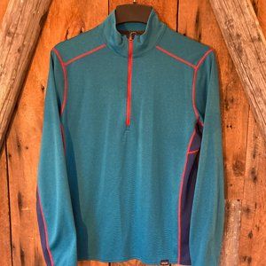 PATAGONIA Mens 1/4 Zip Long Sleeve Mid-weight Capilene Base Layer, Blue, Med